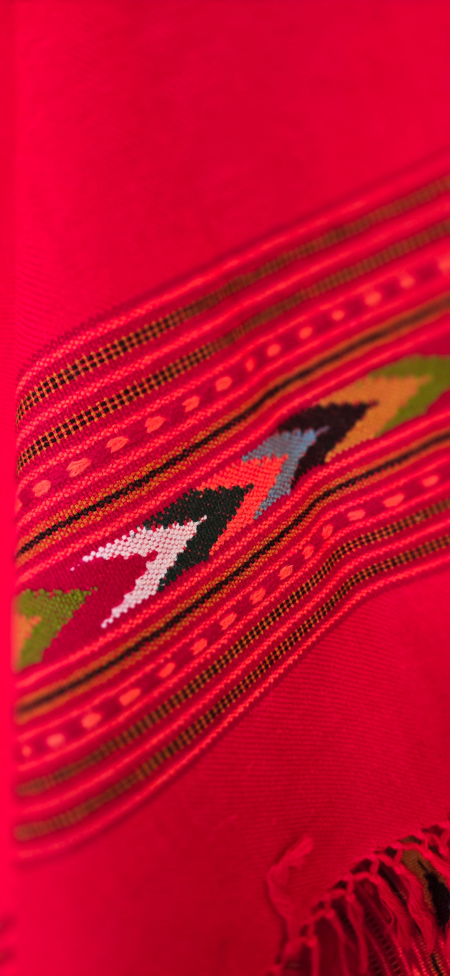 Shawl – Kullu Single Patti – Red – Wool