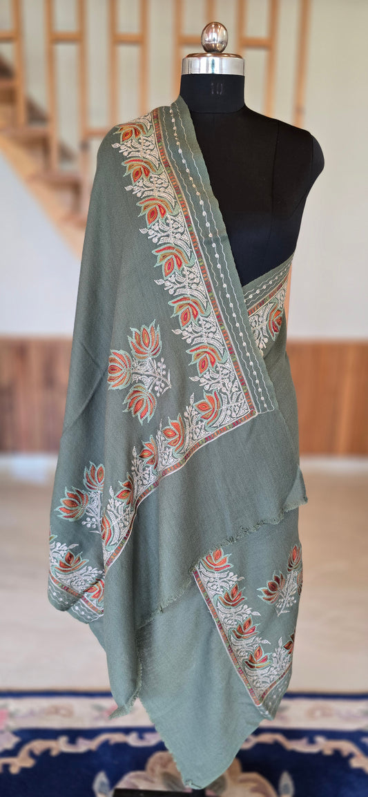 Stole – Floral – Gray – Pashmina