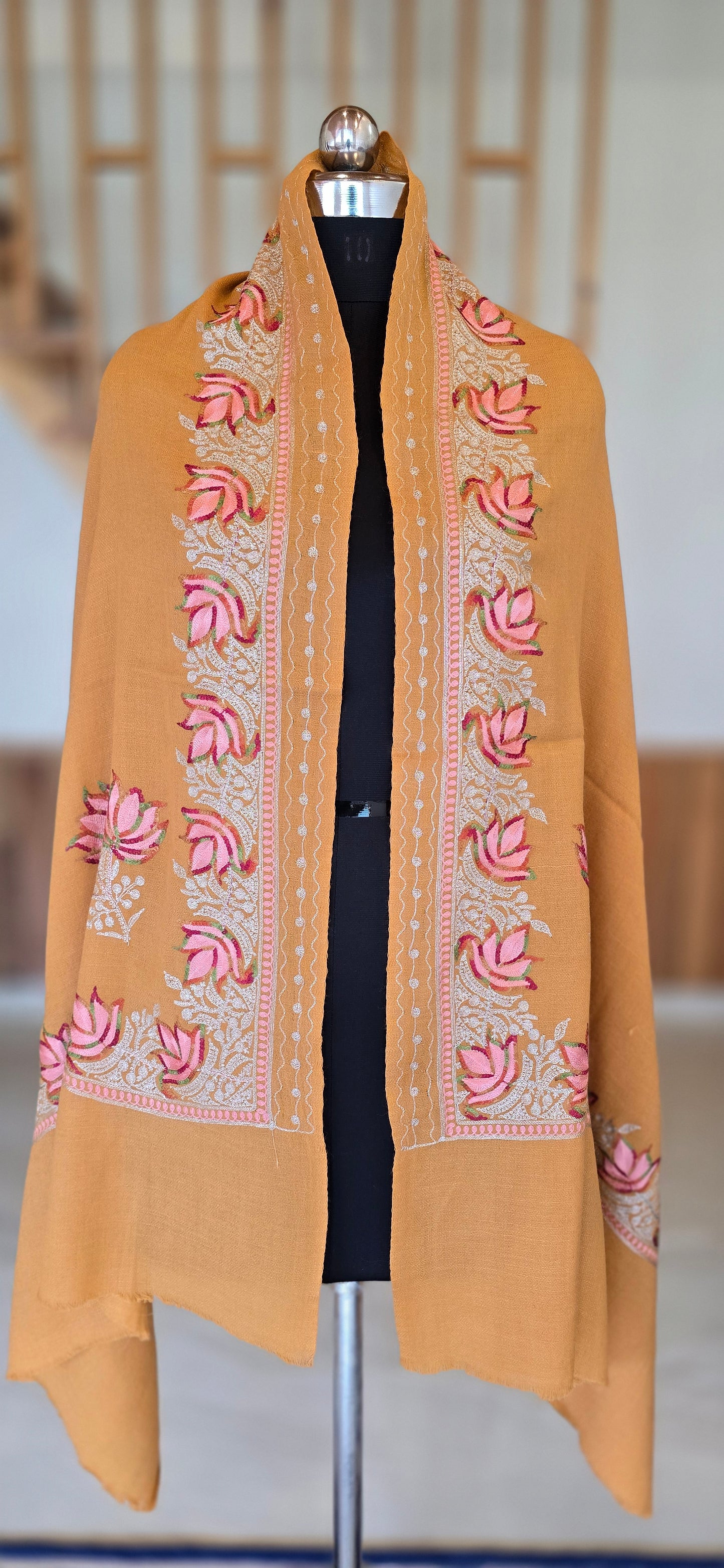 Stole – Floral – Yellow – Pashmina