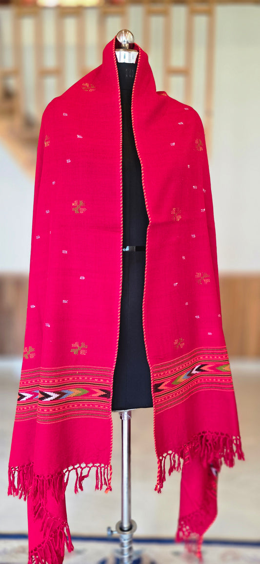 Shawl – Kullu Single Patti Floral – Rani – Wool