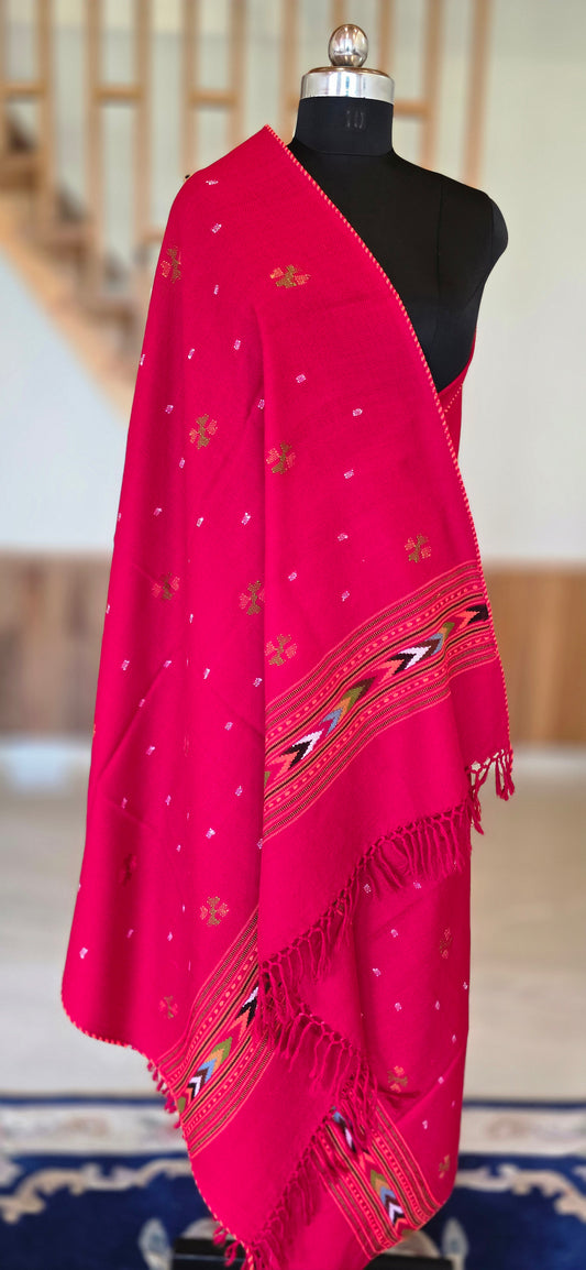 Shawl – Kullu Single Patti Floral – Rani – Wool