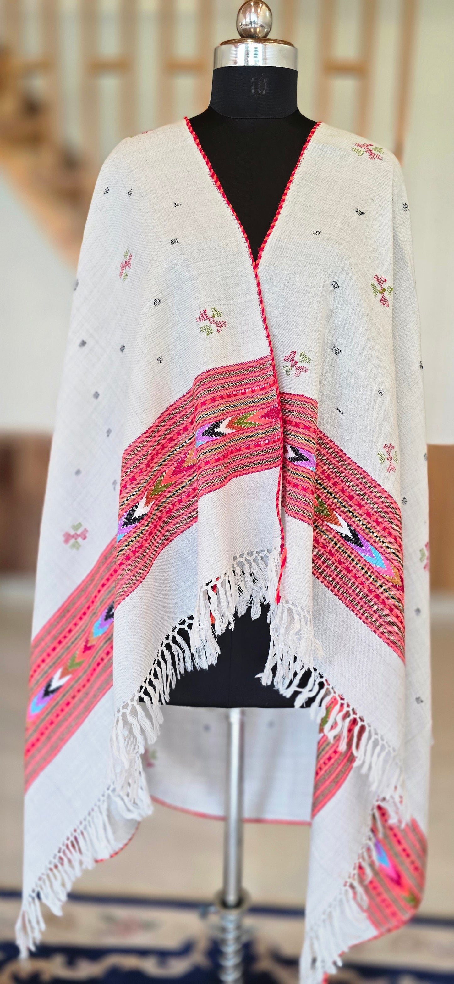 Shawl – Kullu Single Patti Floral – Cream – Wool