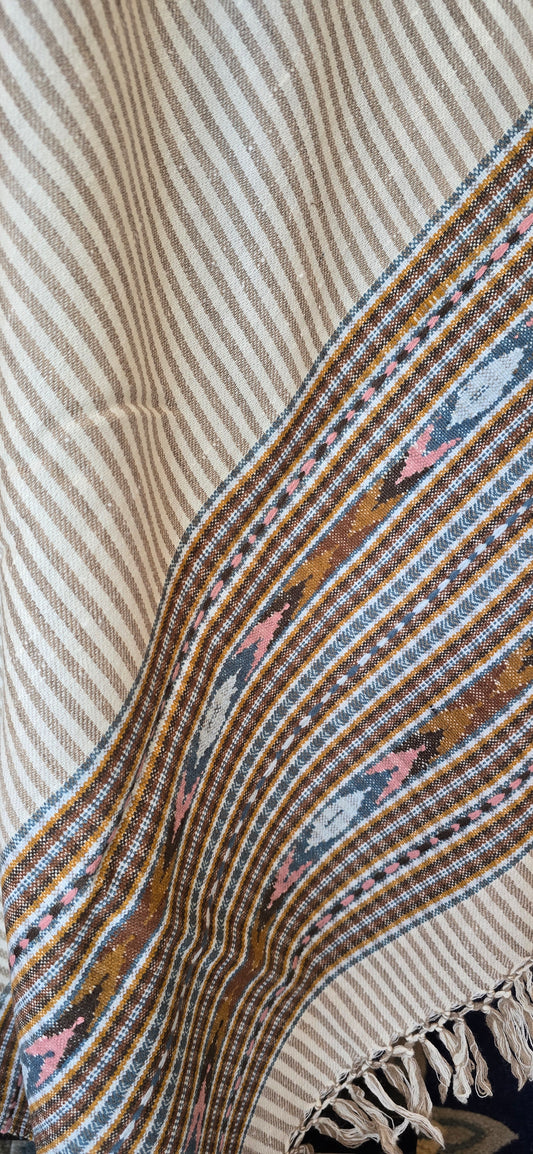 Shawl – Angora Wool - Stripes - White