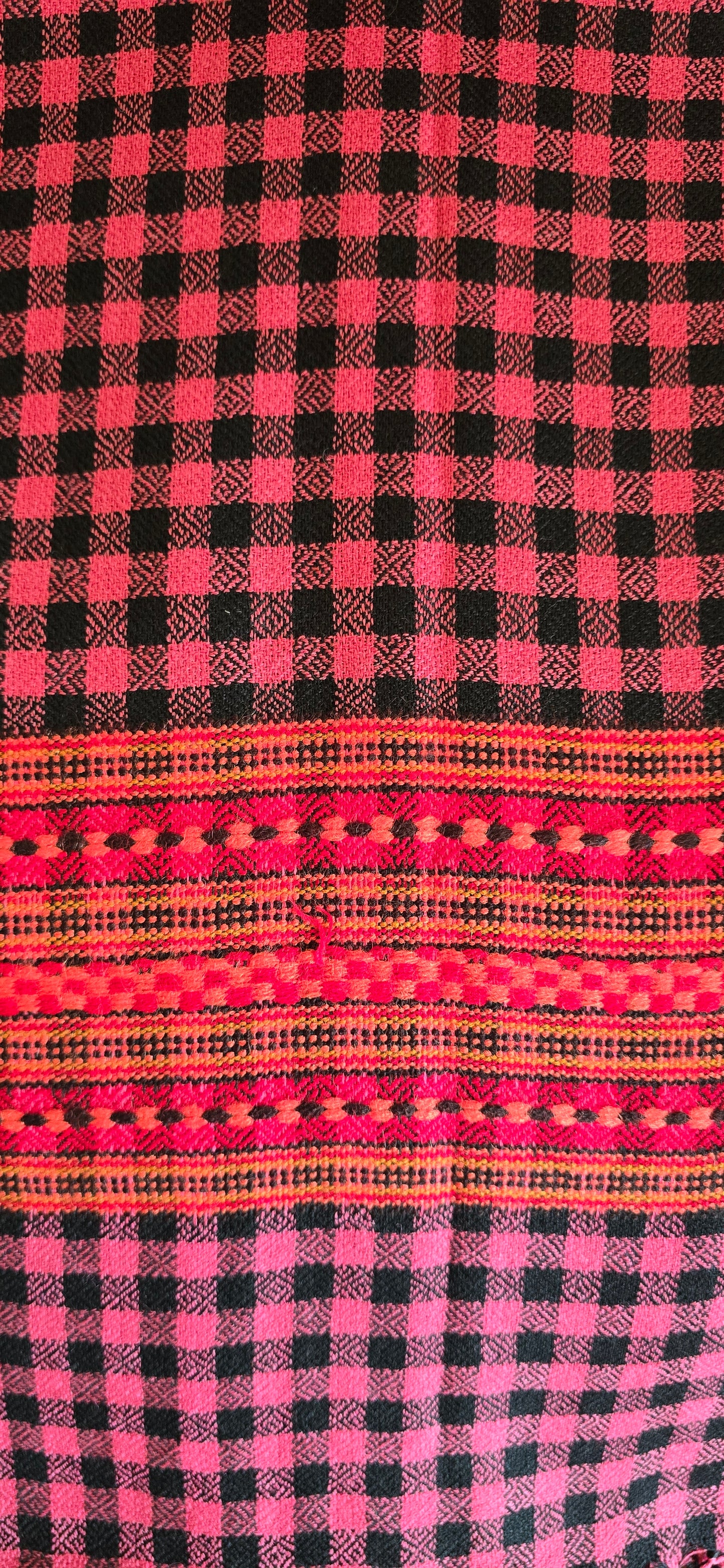 Woolen Kullu Stole - Check Pattern - Pink