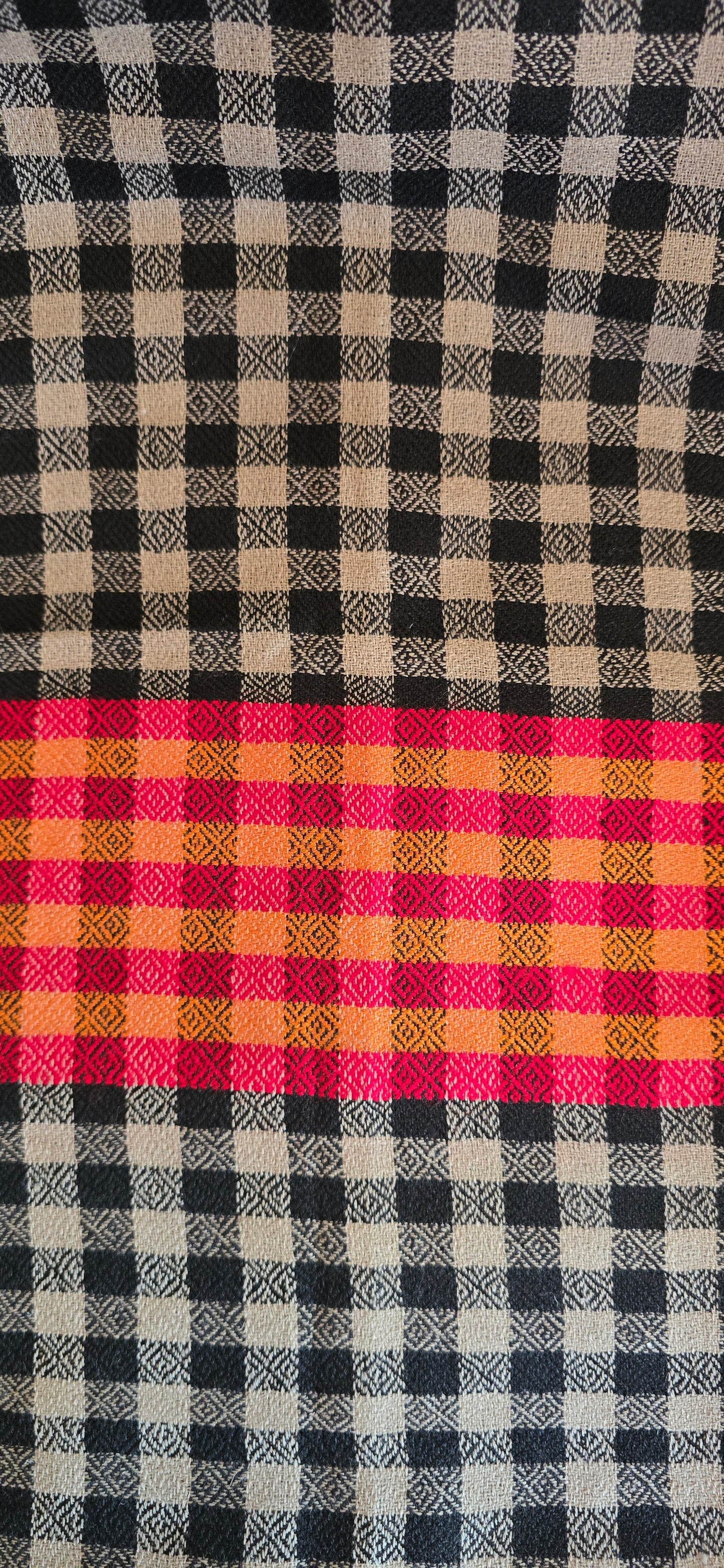 Woolen Kullu Stole - Check Pattern
