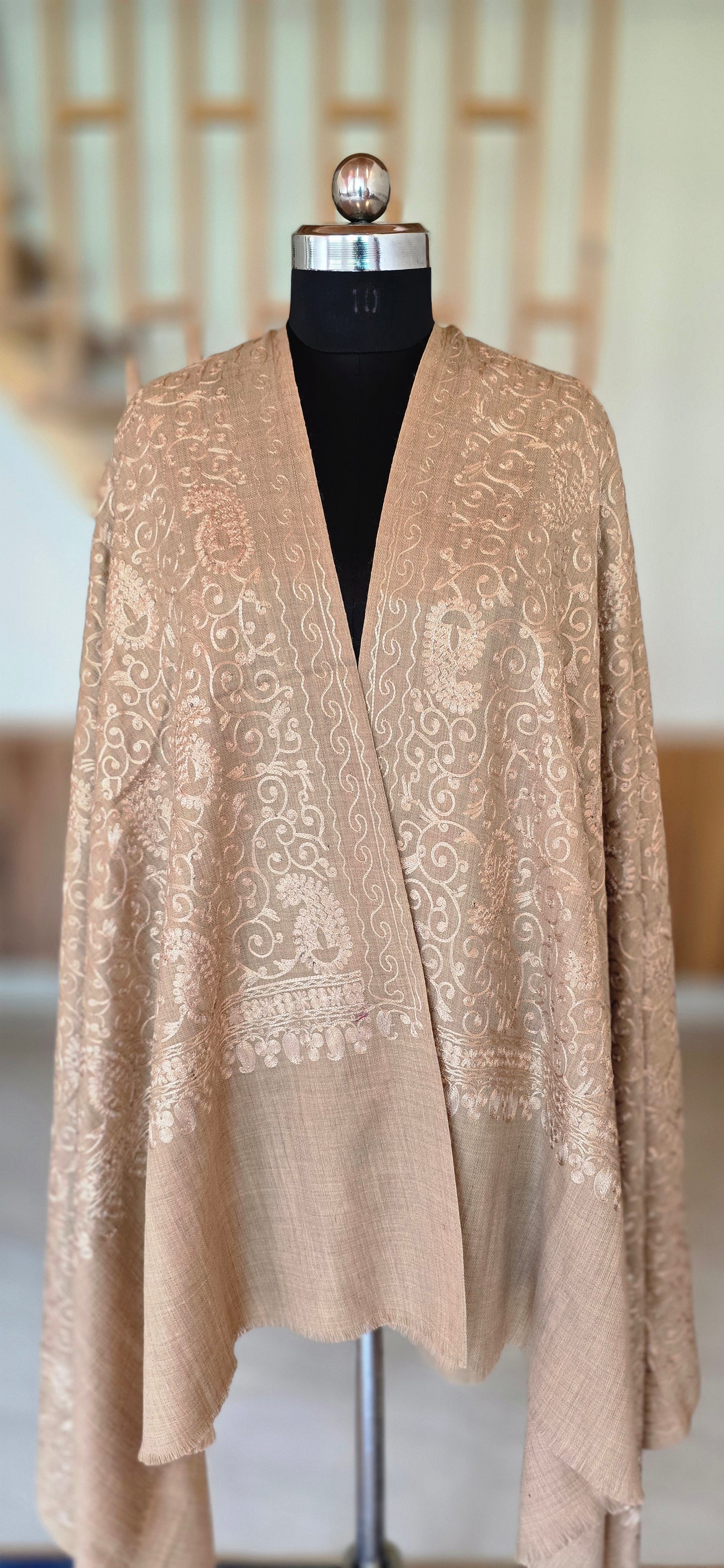 Shawl - Designer - Floral - Cream