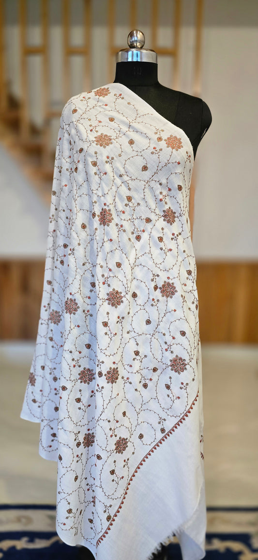 Shawl – Designer – Kadahi – White