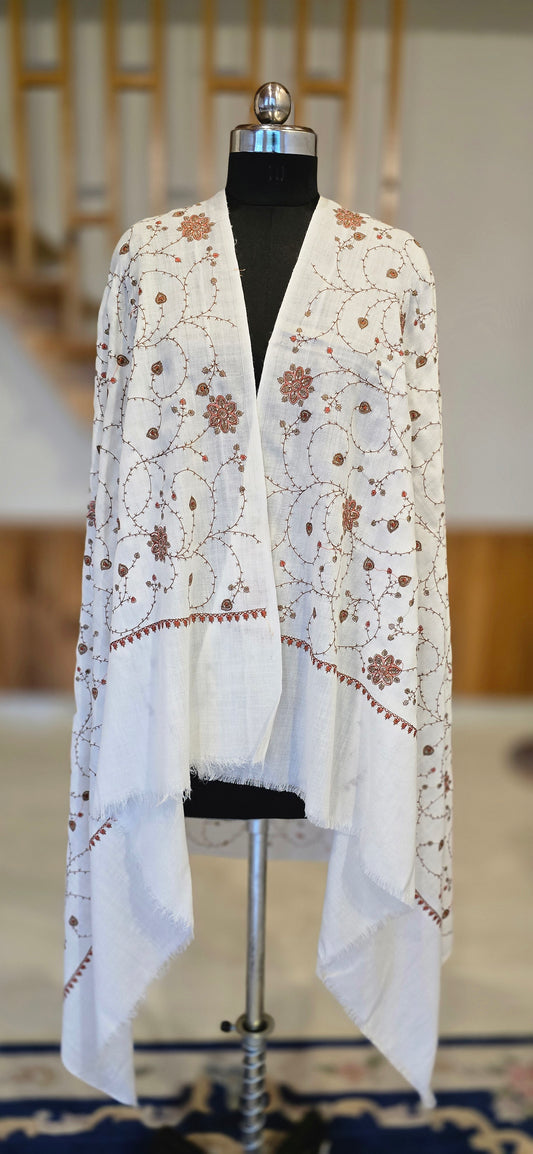 Shawl – Designer – Kadahi – White