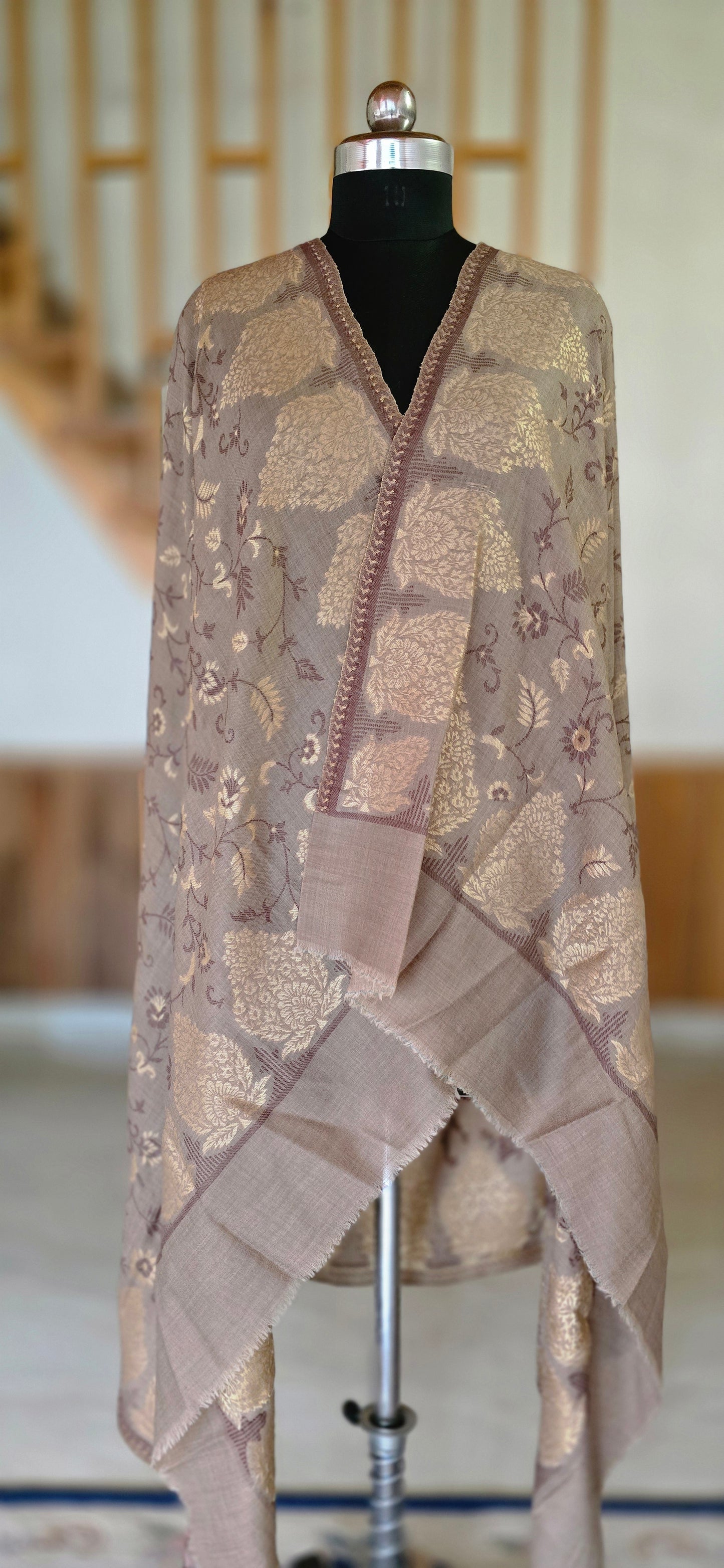 Shawl – Designer – Floral – Brown