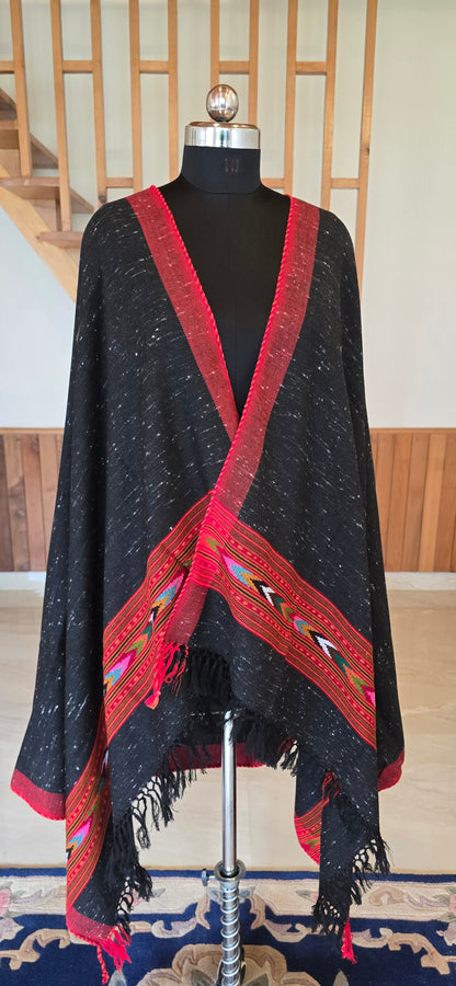 Shawl – Kullu Single Patti – Black – Wool