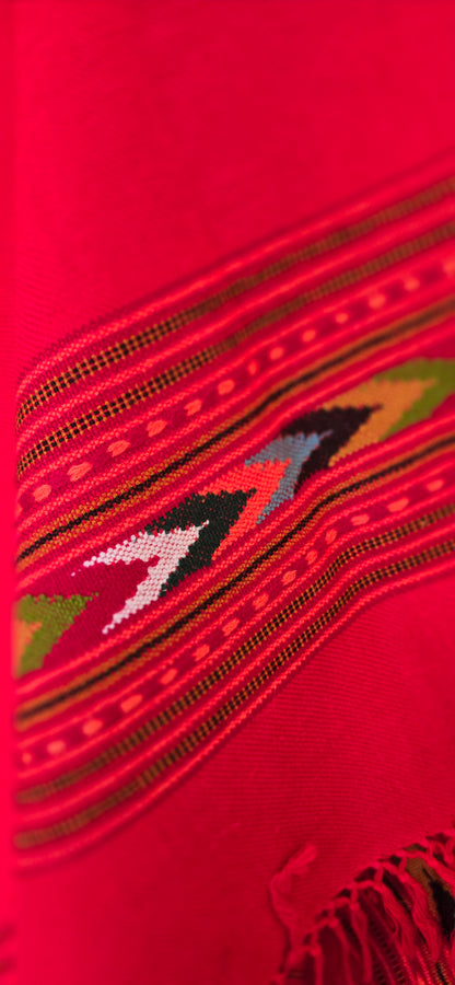 Shawl – Kullu Single Patti – Red – Wool