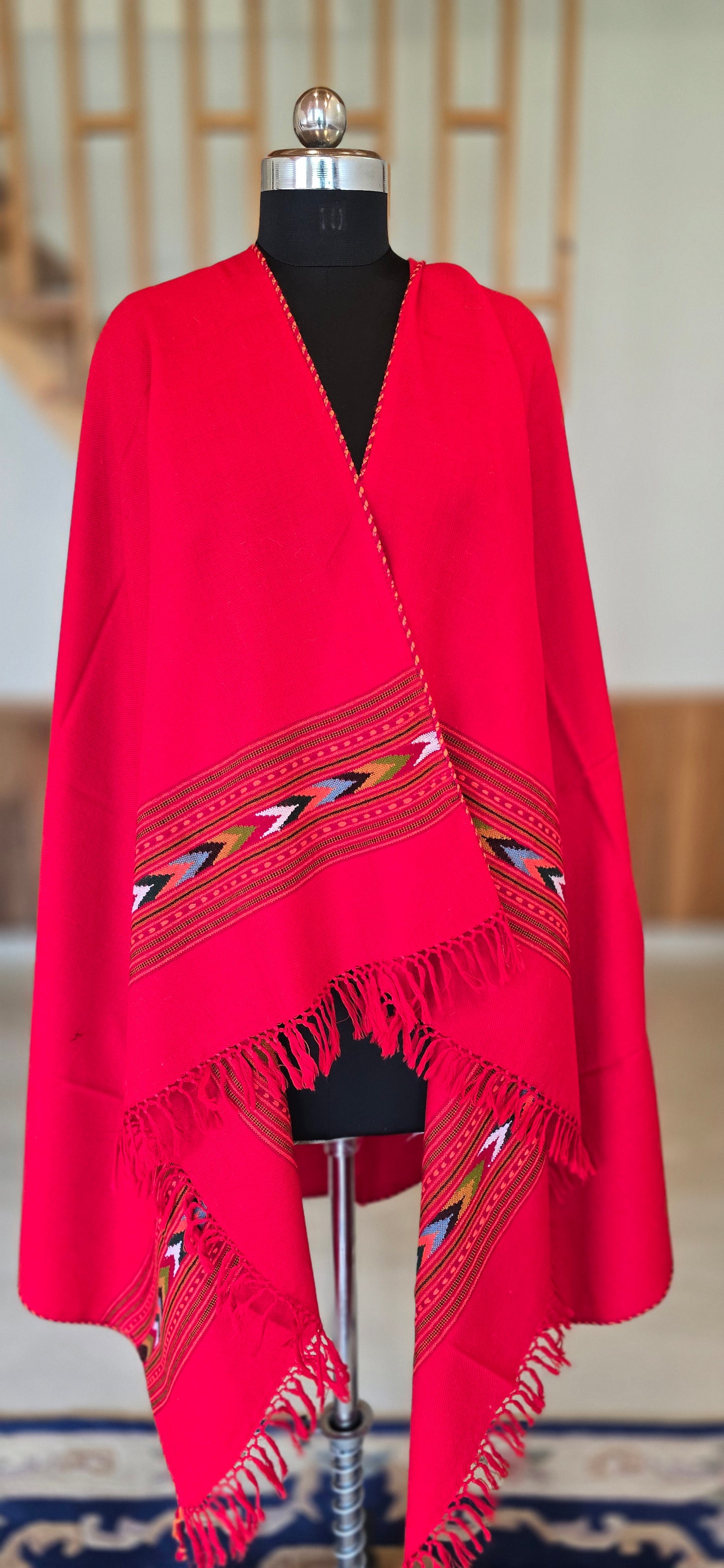 Shawl – Kullu Single Patti – Red – Wool