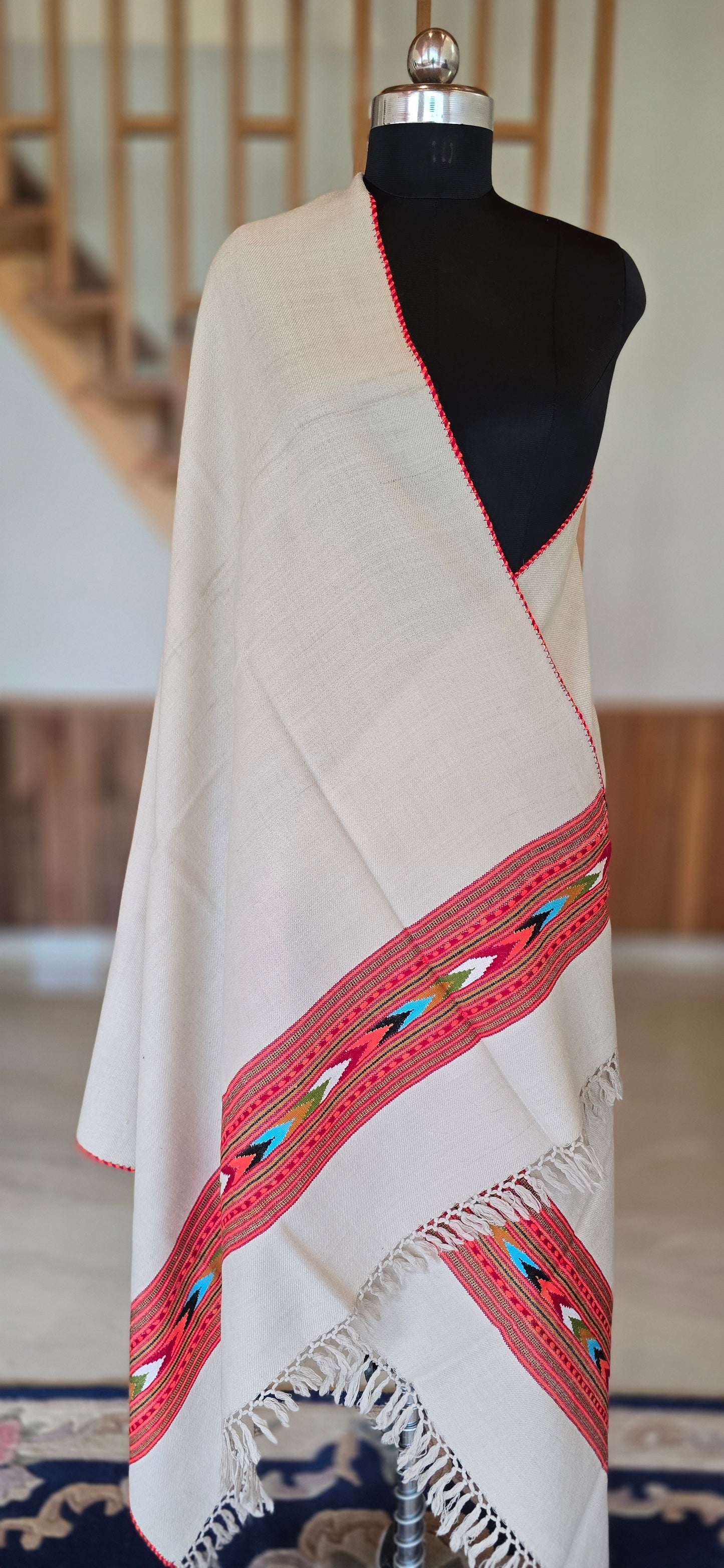 Shawl – Kullu Single Patti – Cream – Wool