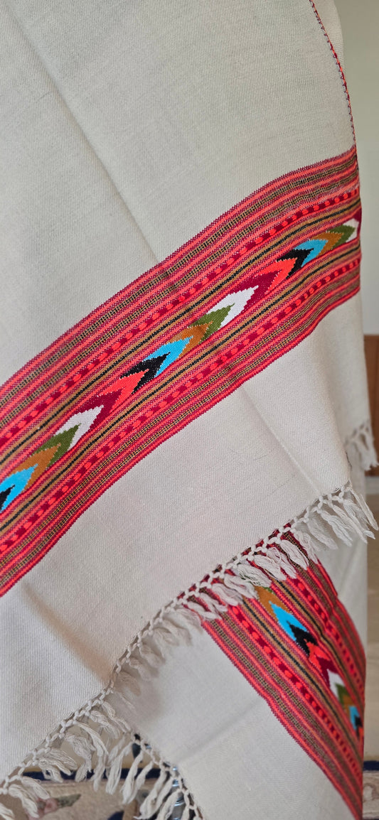Shawl – Kullu Single Patti – Cream – Wool