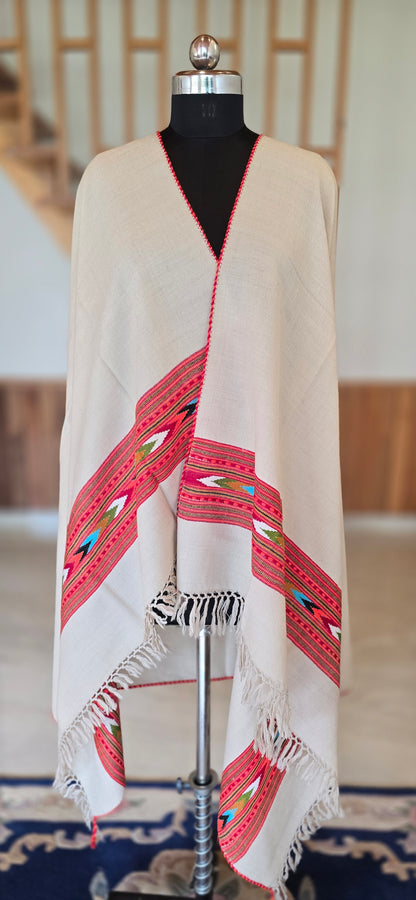 Shawl – Kullu Single Patti – Cream – Wool