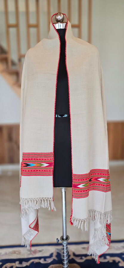 Shawl – Kullu Single Patti – Cream – Wool
