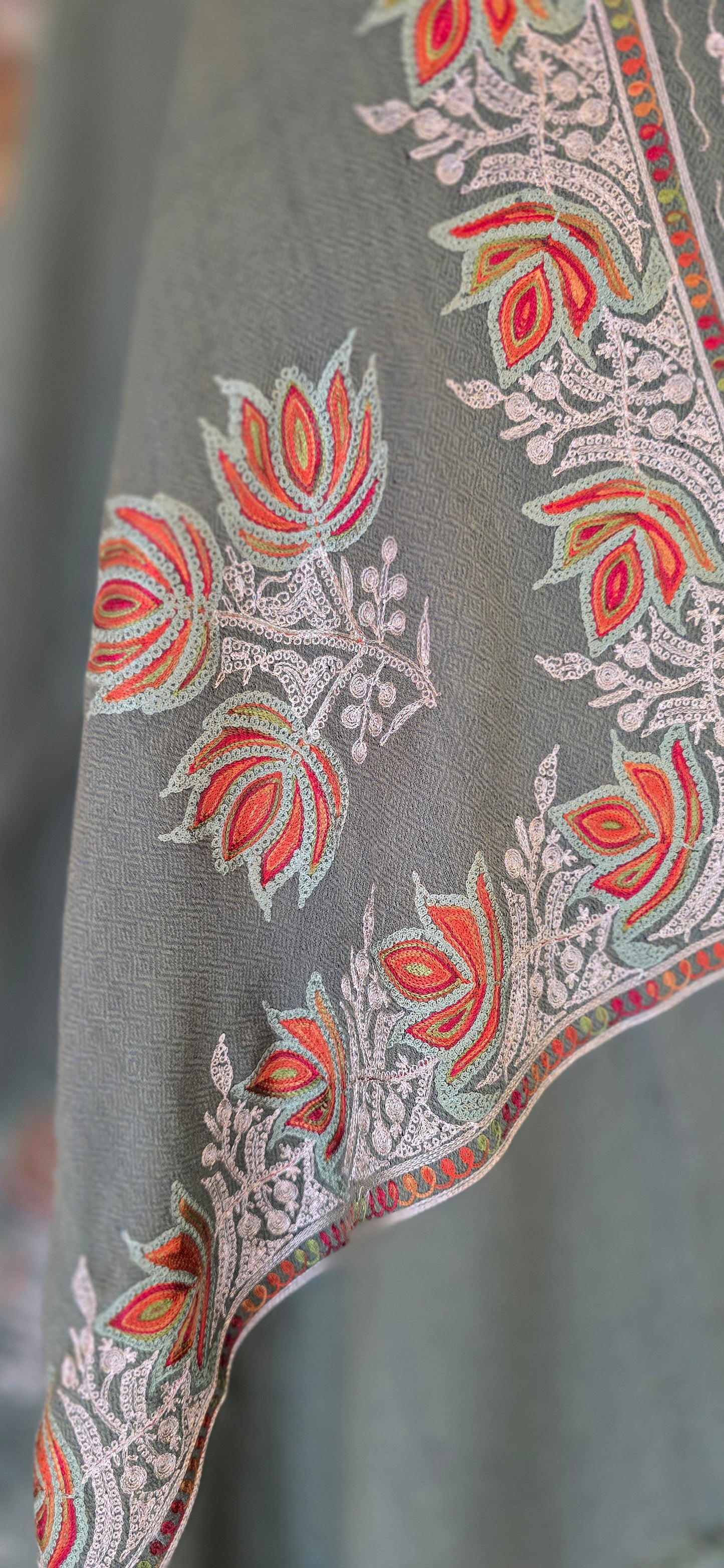 Stole – Floral – Gray – Pashmina