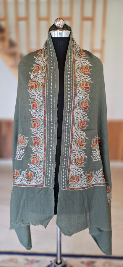 Stole – Floral – Gray – Pashmina