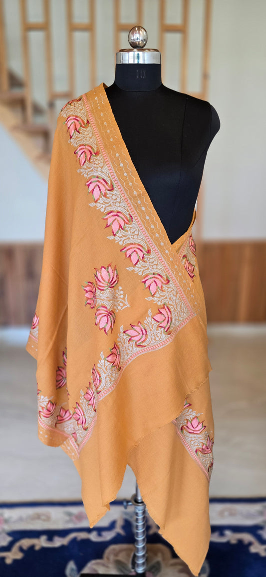 Stole – Floral – Yellow – Pashmina