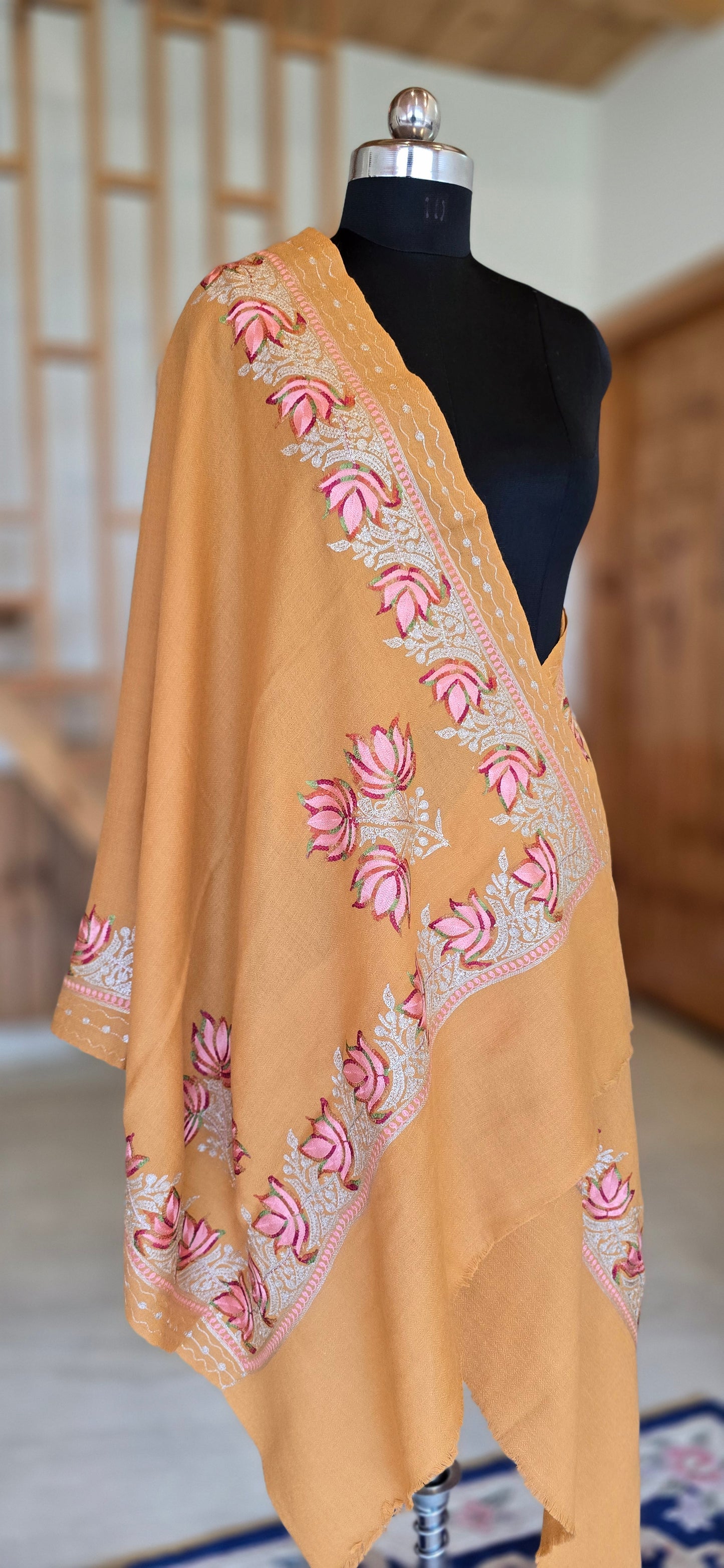 Stole – Floral – Yellow – Pashmina