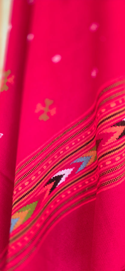 Shawl – Kullu Single Patti Floral – Rani – Wool