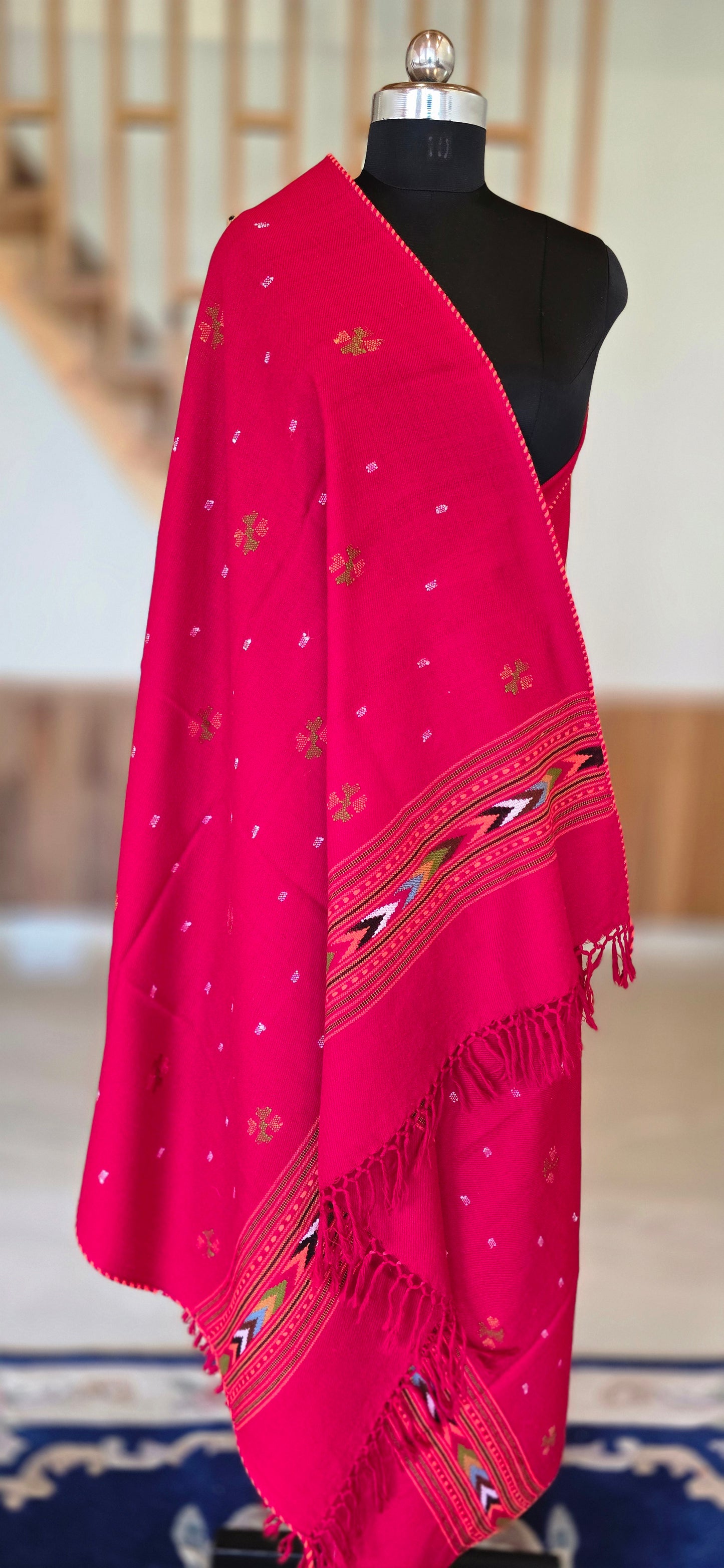 Shawl – Kullu Single Patti Floral – Rani – Wool