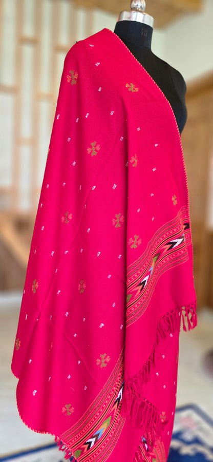 Shawl – Kullu Single Patti Floral – Rani – Wool