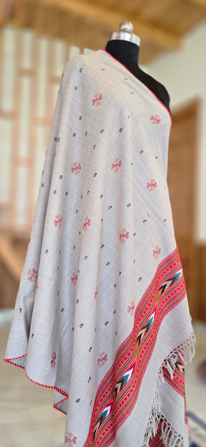 Shawl – Kullu Single Patti Floral – Gray – Wool