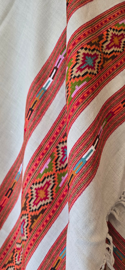 Shawl – Kullu Teen Patti – White – Wool