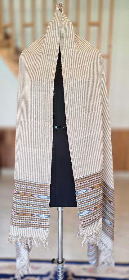 Shawl – Angora Wool - Stripes - White