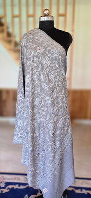 Shawl - Designer - Floral - Gray