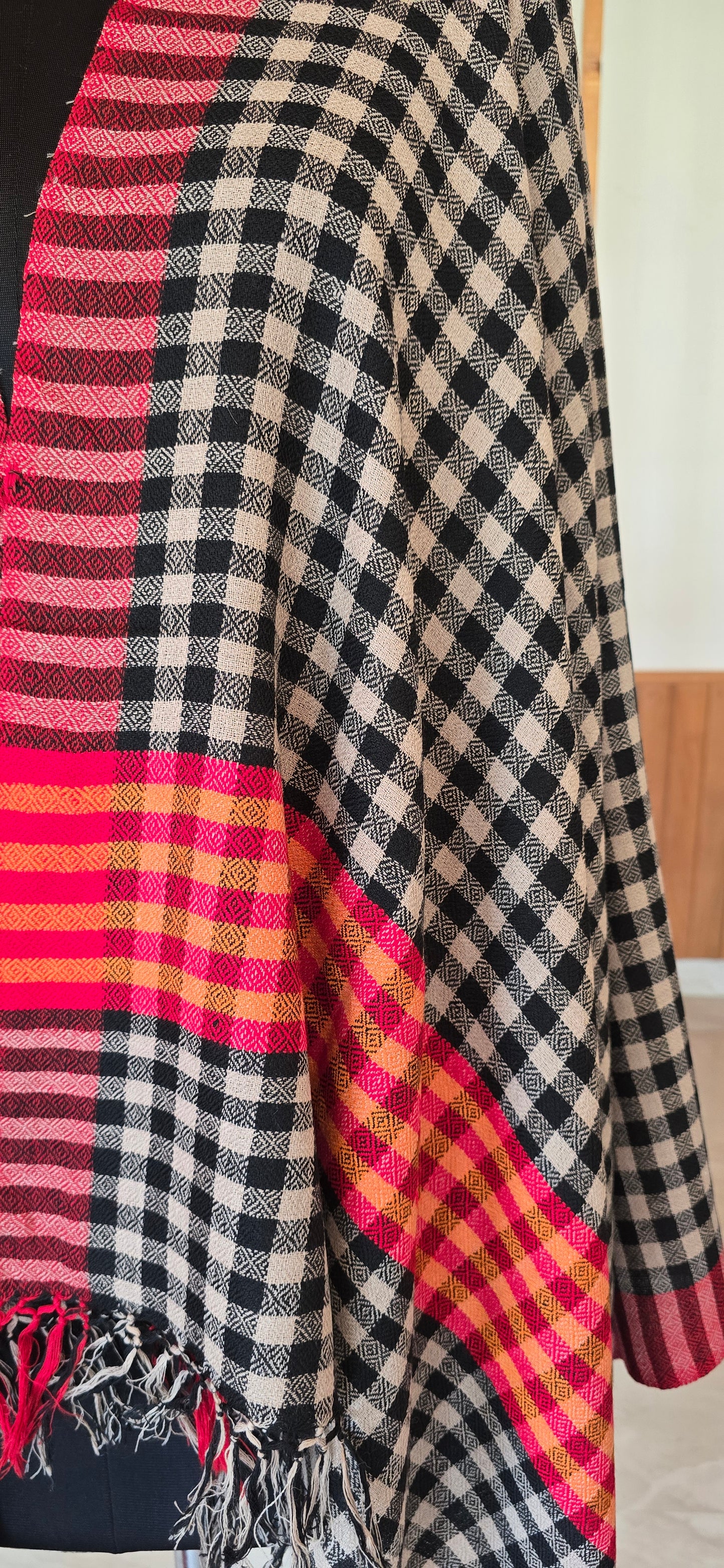 Woolen Kullu Stole - Check Pattern