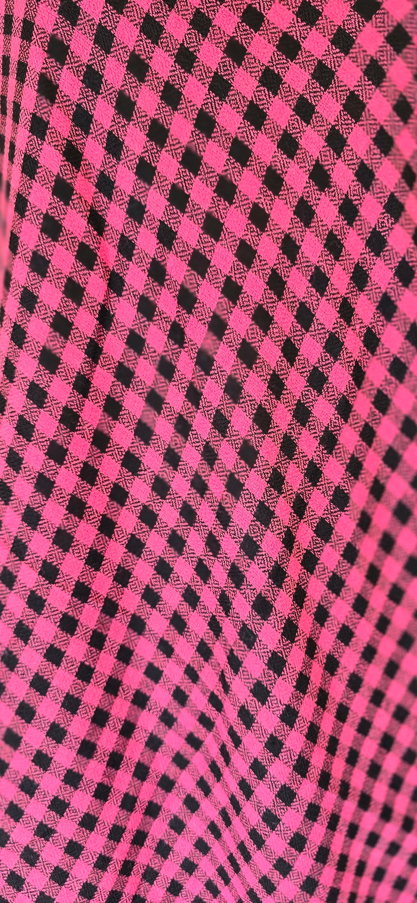 Woolen Kullu Stole - Check Pattern - Pink
