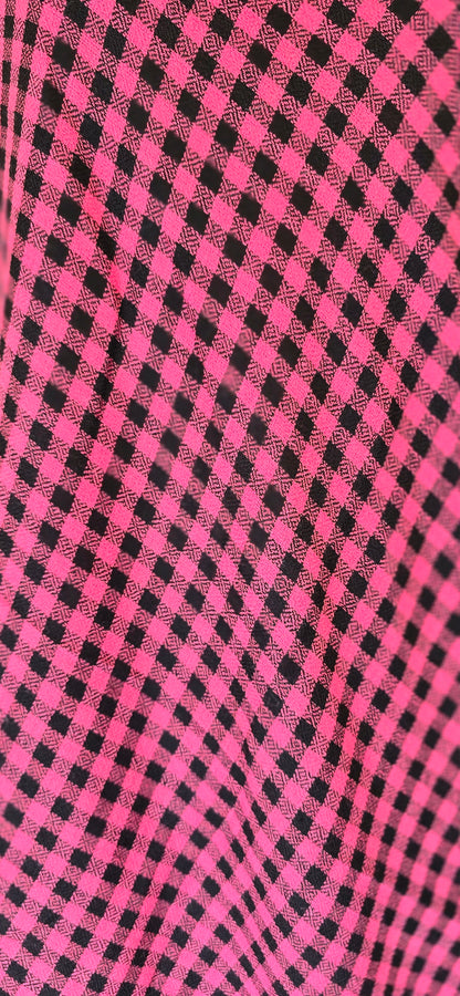 Woolen Kullu Stole - Check Pattern - Pink