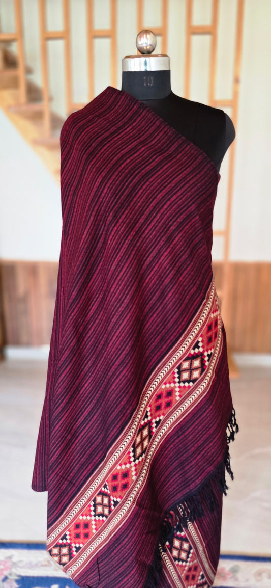 Shawl – Classic Pattern Stripes – Ethnic – Maroon