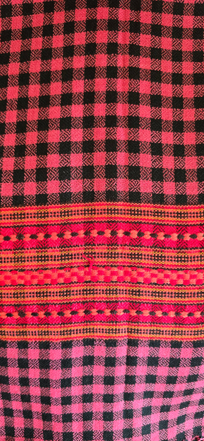 Woolen Kullu Stole - Check Pattern - Pink