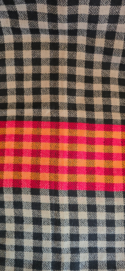 Woolen Kullu Stole - Check Pattern