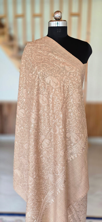 Shawl - Designer - Floral - Cream