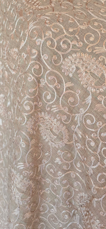 Shawl - Designer - Floral - Cream