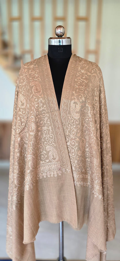 Shawl - Designer - Floral - Cream