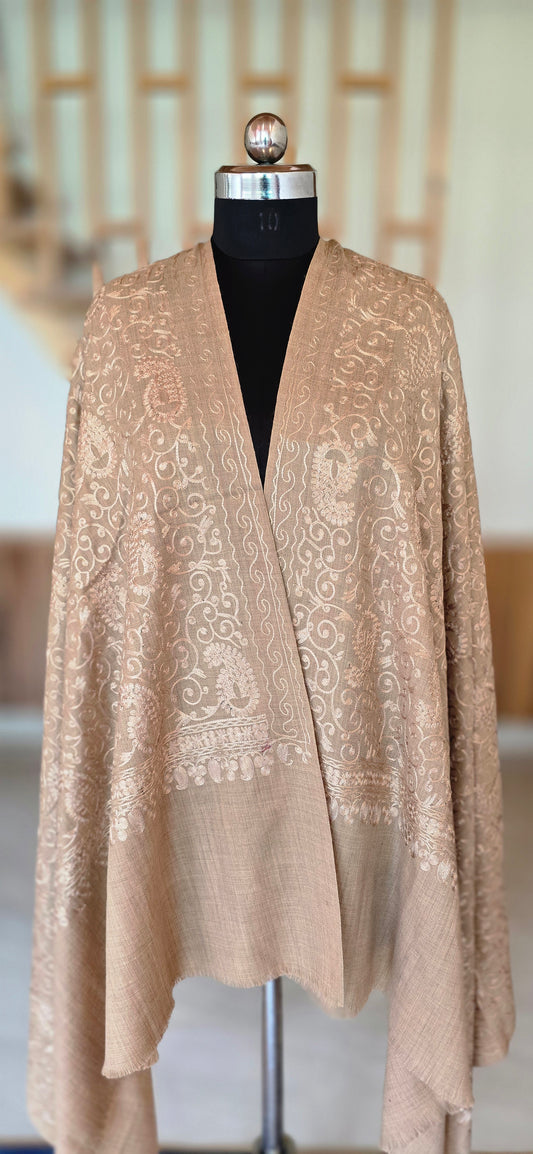 Shawl - Designer - Floral - Cream