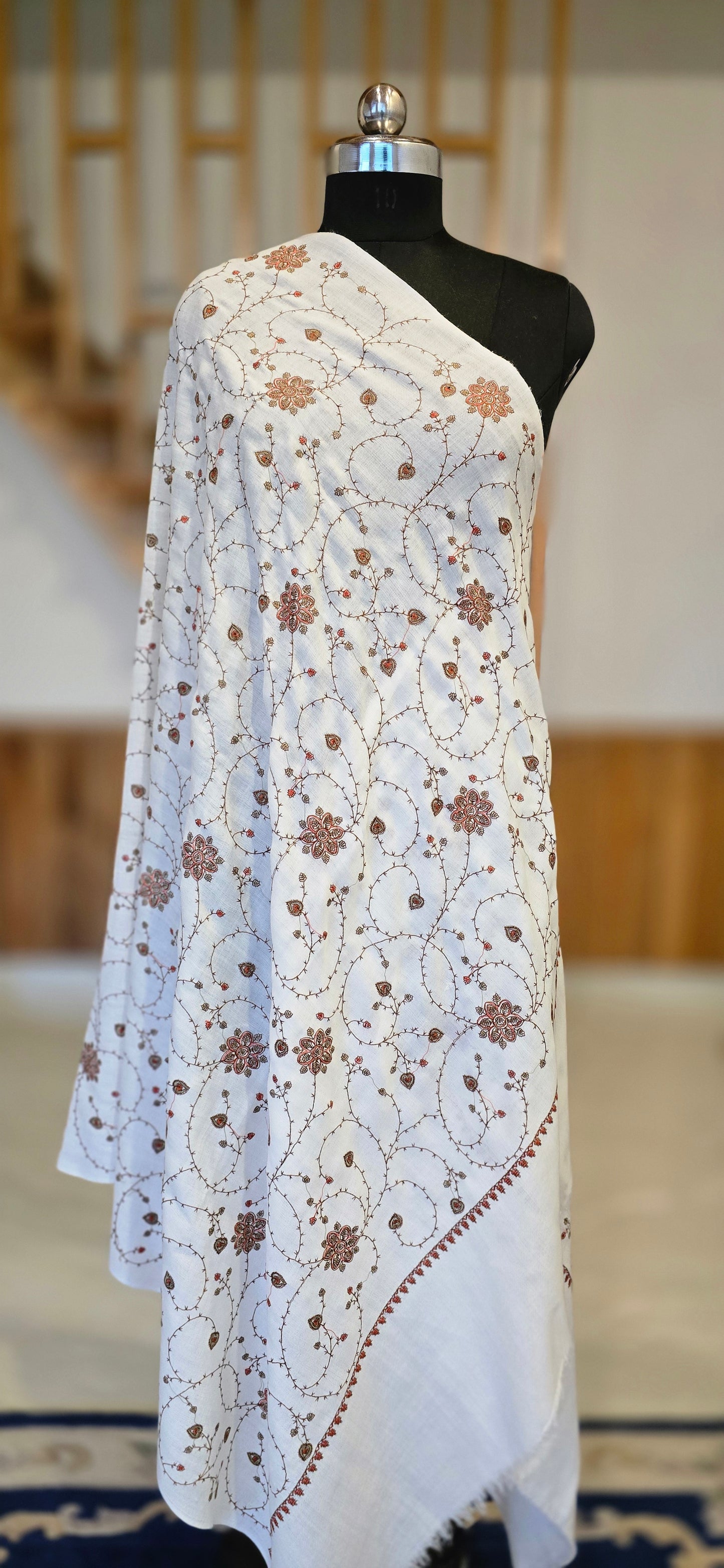 Shawl – Designer – Kadahi – White