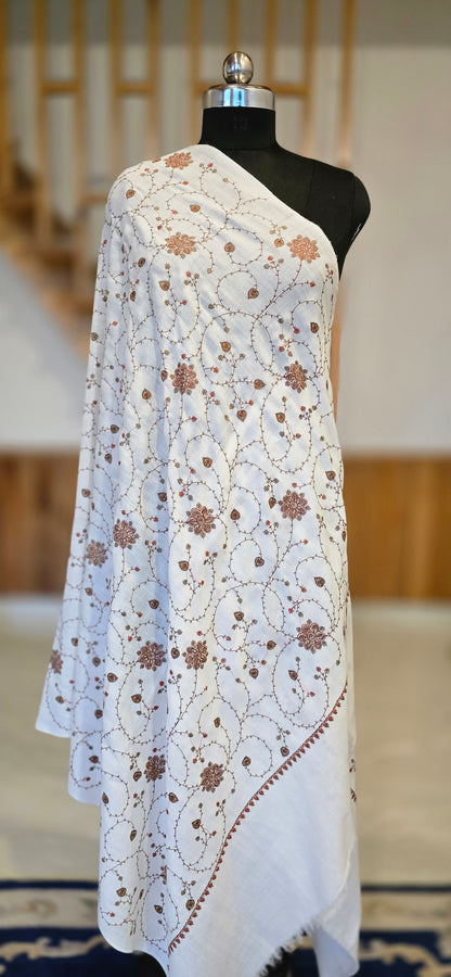 Shawl – Designer – Kadahi – White