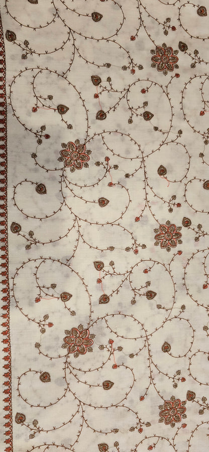 Shawl – Designer – Kadahi – White