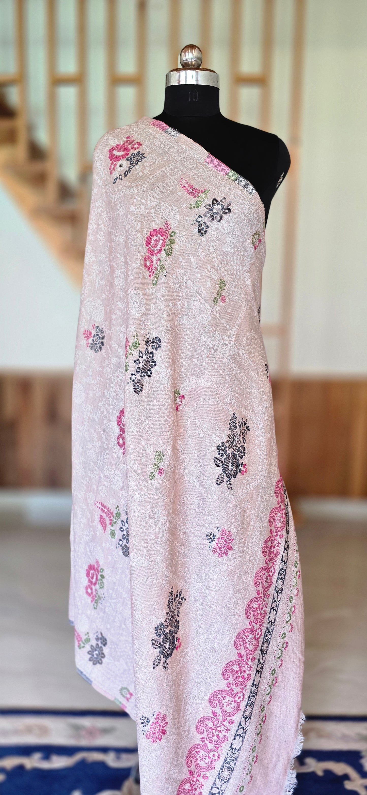 Shawl – Designer – Floral – Light Pink