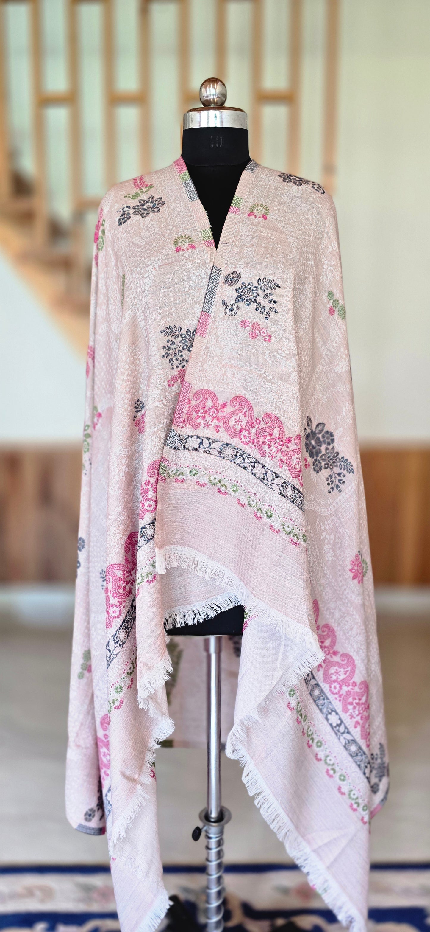 Shawl – Designer – Floral – Light Pink