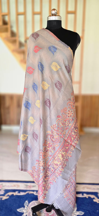 Shawl – Designer – Floral – Gray