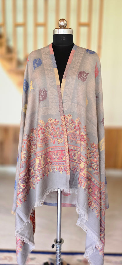 Shawl – Designer – Floral – Gray
